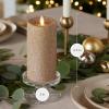 imageLuminara Realistic LED Moving Flame Pillar Candle Gold Metallic Glitter 3quot x 4quot Inch Battery Operated wRemote Indoor Outdoor Timer FunctionYellow