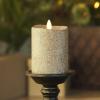 imageLuminara Realistic LED Moving Flame Pillar Candle Gold Metallic Glitter 3quot x 4quot Inch Battery Operated wRemote Indoor Outdoor Timer FunctionYellow