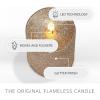 imageLuminara Realistic LED Moving Flame Pillar Candle Gold Metallic Glitter 3quot x 4quot Inch Battery Operated wRemote Indoor Outdoor Timer FunctionYellow