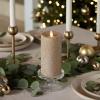 imageLuminara Realistic LED Moving Flame Pillar Candle Gold Metallic Glitter 3quot x 4quot Inch Battery Operated wRemote Indoor Outdoor Timer FunctionYellow