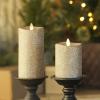imageLuminara Realistic LED Moving Flame Pillar Candle Gold Metallic Glitter 3quot x 4quot Inch Battery Operated wRemote Indoor Outdoor Timer FunctionYellow