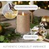 imageLuminara Realistic LED Moving Flame Pillar Candle Gold Metallic Glitter 3quot x 4quot Inch Battery Operated wRemote Indoor Outdoor Timer FunctionYellow