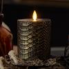 imageLuminara Skeleton Hands Flameless LED Candle Black ampamp Gold 3quot x 65quot Moving Flame Pillar Battery Operated Timer Real Wax Halloween Gothic Home DecorSnake Skin 45