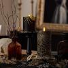 imageLuminara Skeleton Hands Flameless LED Candle Black ampamp Gold 3quot x 65quot Moving Flame Pillar Battery Operated Timer Real Wax Halloween Gothic Home DecorSpider Web