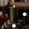 imageLuminara Skeleton Hands Flameless LED Candle Black ampamp Gold 3quot x 65quot Moving Flame Pillar Battery Operated Timer Real Wax Halloween Gothic Home DecorSnake Skin 65