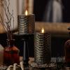 imageLuminara Skeleton Hands Flameless LED Candle Black ampamp Gold 3quot x 65quot Moving Flame Pillar Battery Operated Timer Real Wax Halloween Gothic Home DecorSnake Skin 45