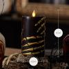 imageLuminara Skeleton Hands Flameless LED Candle Black ampamp Gold 3quot x 65quot Moving Flame Pillar Battery Operated Timer Real Wax Halloween Gothic Home DecorSkeleton Hands