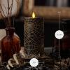 imageLuminara Skeleton Hands Flameless LED Candle Black ampamp Gold 3quot x 65quot Moving Flame Pillar Battery Operated Timer Real Wax Halloween Gothic Home DecorSpider Web