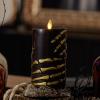 imageLuminara Skeleton Hands Flameless LED Candle Black ampamp Gold 3quot x 65quot Moving Flame Pillar Battery Operated Timer Real Wax Halloween Gothic Home DecorSkeleton Hands