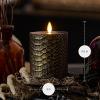 imageLuminara Skeleton Hands Flameless LED Candle Black ampamp Gold 3quot x 65quot Moving Flame Pillar Battery Operated Timer Real Wax Halloween Gothic Home DecorSnake Skin 45