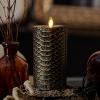 imageLuminara Skeleton Hands Flameless LED Candle Black ampamp Gold 3quot x 65quot Moving Flame Pillar Battery Operated Timer Real Wax Halloween Gothic Home DecorSnake Skin 65