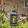 imageLuminara Heritage Lantern ampamp Shepherds Hook Hanger  Metal ampamp Glass Plastic Free  No Batteries  Use wLuminara Outdoor Flameless Flickering Candles Sold Separately  12quot x 6quot x 38quot  BlackBlack