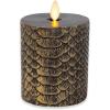 imageLuminara Skeleton Hands Flameless LED Candle Black ampamp Gold 3quot x 65quot Moving Flame Pillar Battery Operated Timer Real Wax Halloween Gothic Home DecorSnake Skin 45