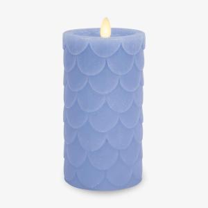 imageLuminara Embossed Fish Scale Flameless LED Candle Cornflower 325quot x 65quot Moving Flame Pillar Battery Operated with Timer IndoorCornflower