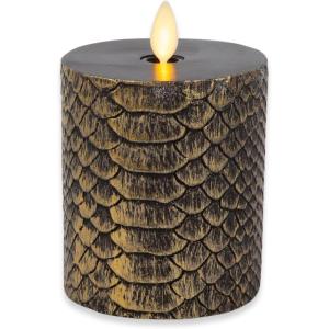 imageLuminara Skeleton Hands Flameless LED Candle Black ampamp Gold 3quot x 65quot Moving Flame Pillar Battery Operated Timer Real Wax Halloween Gothic Home DecorSnake Skin 45