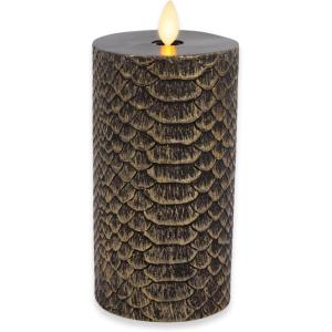 imageLuminara Skeleton Hands Flameless LED Candle Black ampamp Gold 3quot x 65quot Moving Flame Pillar Battery Operated Timer Real Wax Halloween Gothic Home DecorSnake Skin 65