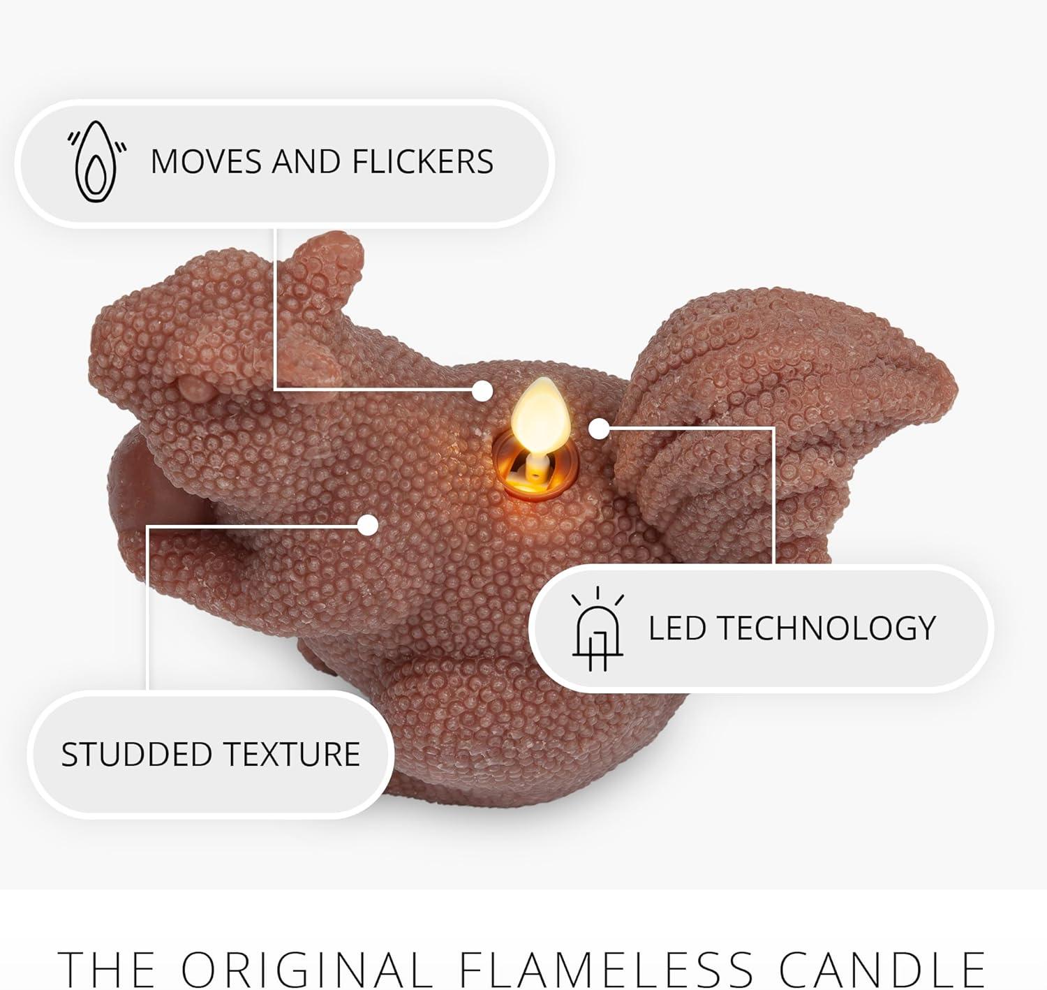imageLuminara Flameless Home Decor  Squirrel Figural LED Candle Natural Color Tortoise Shell 6quot x 56quot Real Wax Moving Flame Battery Operated wTimer