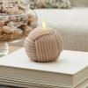 imageLuminara Flameless Candle Crystal Beads Glitter Sphere Unscented Real Wax LED Candle Timer Holiday Decoration Centerpiece LavenderTimeless Taupe Rope Ball