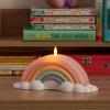 imageLuminara Flameless Home Decor  Pastel Crystal Rose Rainbow LED Candle Blue 66quot x 43quot Realistic Moving Flame Battery Operated wTimer Indoor Use