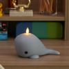 imageLuminara Flameless Home Decor  Whale Figural LED Candle Natural Color Blue 66quot x 43quot Real Wax Moving Flame Battery Operated wTimer Indoor Use