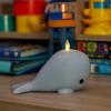 imageLuminara Flameless Home Decor  Whale Figural LED Candle Natural Color Blue 66quot x 43quot Real Wax Moving Flame Battery Operated wTimer Indoor Use