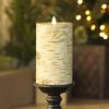 imageLuminara Real Birch Bark Wrapped Flameless LED Candle 4quot x 53quot Battery Operated Moving Flame Pillar Light with Timer  Natural Decor Unscented35 x 65inch