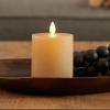 imageLuminara Seaglass Rechargeable Flameless LED Candle Silver Blue 3quot x 65quot Moving Flame Pillar Timer USB TypeC Charging Cable Unscented Real WaxFog