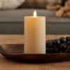 imageLuminara Seaglass Rechargeable Flameless LED Candle Silver Blue 3quot x 65quot Moving Flame Pillar Timer USB TypeC Charging Cable Unscented Real WaxFog