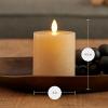 imageLuminara Seaglass Rechargeable Flameless LED Candle Silver Blue 3quot x 65quot Moving Flame Pillar Timer USB TypeC Charging Cable Unscented Real WaxFog
