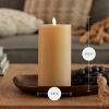 imageLuminara Seaglass Rechargeable Flameless LED Candle Silver Blue 3quot x 65quot Moving Flame Pillar Timer USB TypeC Charging Cable Unscented Real WaxFog