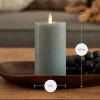 imageLuminara Seaglass Rechargeable Flameless LED Candle Silver Blue 3quot x 65quot Moving Flame Pillar Timer USB TypeC Charging Cable Unscented Real WaxSilver Blue