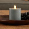 imageLuminara Seaglass Rechargeable Flameless LED Candle Silver Blue 3quot x 65quot Moving Flame Pillar Timer USB TypeC Charging Cable Unscented Real WaxSilver Blue
