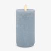 imageLuminara Seaglass Rechargeable Flameless LED Candle Silver Blue 3quot x 65quot Moving Flame Pillar Timer USB TypeC Charging Cable Unscented Real WaxSilver Blue