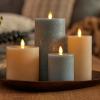 imageLuminara Seaglass Rechargeable Flameless LED Candle Silver Blue 3quot x 65quot Moving Flame Pillar Timer USB TypeC Charging Cable Unscented Real WaxSilver Blue