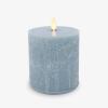 imageLuminara Seaglass Rechargeable Flameless LED Candle Silver Blue 3quot x 65quot Moving Flame Pillar Timer USB TypeC Charging Cable Unscented Real WaxSilver Blue
