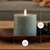 imageLuminara Seaglass Rechargeable Flameless LED Candle Silver Blue 3quot x 65quot Moving Flame Pillar Timer USB TypeC Charging Cable Unscented Real WaxSilver Blue