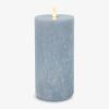 imageLuminara Seaglass Rechargeable Flameless LED Candle Silver Blue 3quot x 65quot Moving Flame Pillar Timer USB TypeC Charging Cable Unscented Real WaxSilver Blue