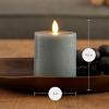 imageLuminara Seaglass Rechargeable Flameless LED Candle Silver Blue 3quot x 65quot Moving Flame Pillar Timer USB TypeC Charging Cable Unscented Real WaxSilver Blue