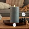 imageLuminara Seaglass Rechargeable Flameless LED Candle Silver Blue 3quot x 65quot Moving Flame Pillar Timer USB TypeC Charging Cable Unscented Real WaxSilver Blue