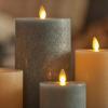 imageLuminara Seaglass Rechargeable Flameless LED Candle Silver Blue 3quot x 65quot Moving Flame Pillar Timer USB TypeC Charging Cable Unscented Real WaxSilver Blue