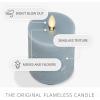 imageLuminara Seaglass Rechargeable Flameless LED Candle Silver Blue 3quot x 65quot Moving Flame Pillar Timer USB TypeC Charging Cable Unscented Real WaxSilver Blue