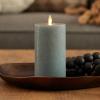 imageLuminara Seaglass Rechargeable Flameless LED Candle Silver Blue 3quot x 65quot Moving Flame Pillar Timer USB TypeC Charging Cable Unscented Real WaxSilver Blue