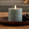 imageLuminara Seaglass Rechargeable Flameless LED Candle Silver Blue 3quot x 65quot Moving Flame Pillar Timer USB TypeC Charging Cable Unscented Real WaxSilver Blue