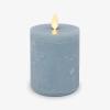imageLuminara Seaglass Rechargeable Flameless LED Candle Silver Blue 3quot x 65quot Moving Flame Pillar Timer USB TypeC Charging Cable Unscented Real WaxSilver Blue