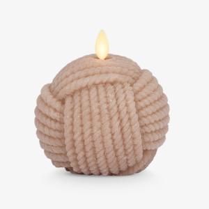 imageLuminara Flameless Candle Crystal Beads Glitter Sphere Unscented Real Wax LED Candle Timer Holiday Decoration Centerpiece LavenderTimeless Taupe Rope Ball
