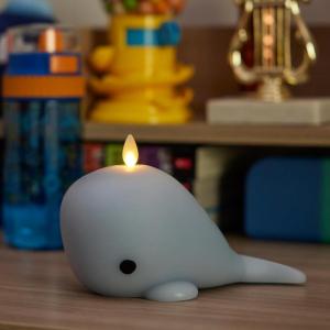 imageLuminara Flameless Home Decor  Whale Figural LED Candle Natural Color Blue 66quot x 43quot Real Wax Moving Flame Battery Operated wTimer Indoor Use
