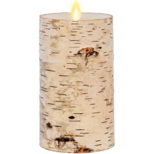 imageLuminara Real Birch Bark Wrapped Flameless LED Candle 4quot x 53quot Battery Operated Moving Flame Pillar Light with Timer  Natural Decor Unscented35 x 65inch