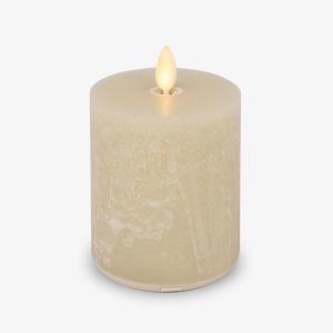imageLuminara Seaglass Rechargeable Flameless LED Candle Silver Blue 3quot x 65quot Moving Flame Pillar Timer USB TypeC Charging Cable Unscented Real WaxFog