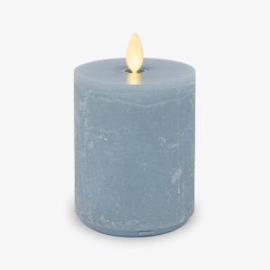 imageLuminara Seaglass Rechargeable Flameless LED Candle Silver Blue 3quot x 65quot Moving Flame Pillar Timer USB TypeC Charging Cable Unscented Real WaxSilver Blue