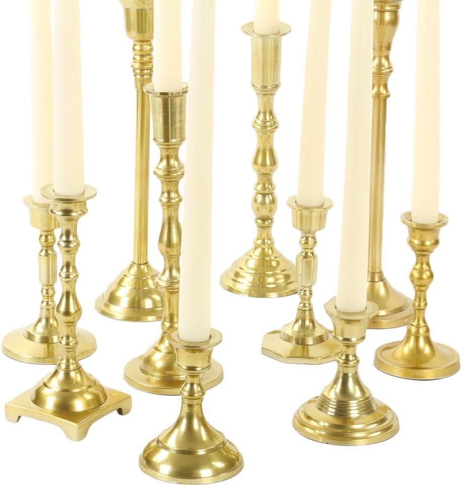 imageKoyal Wholesale Vintage Gold Mixed Taper Holders Set of 10 Mismatched Candlesticks Set Bohemian Decorative Candle SetGold